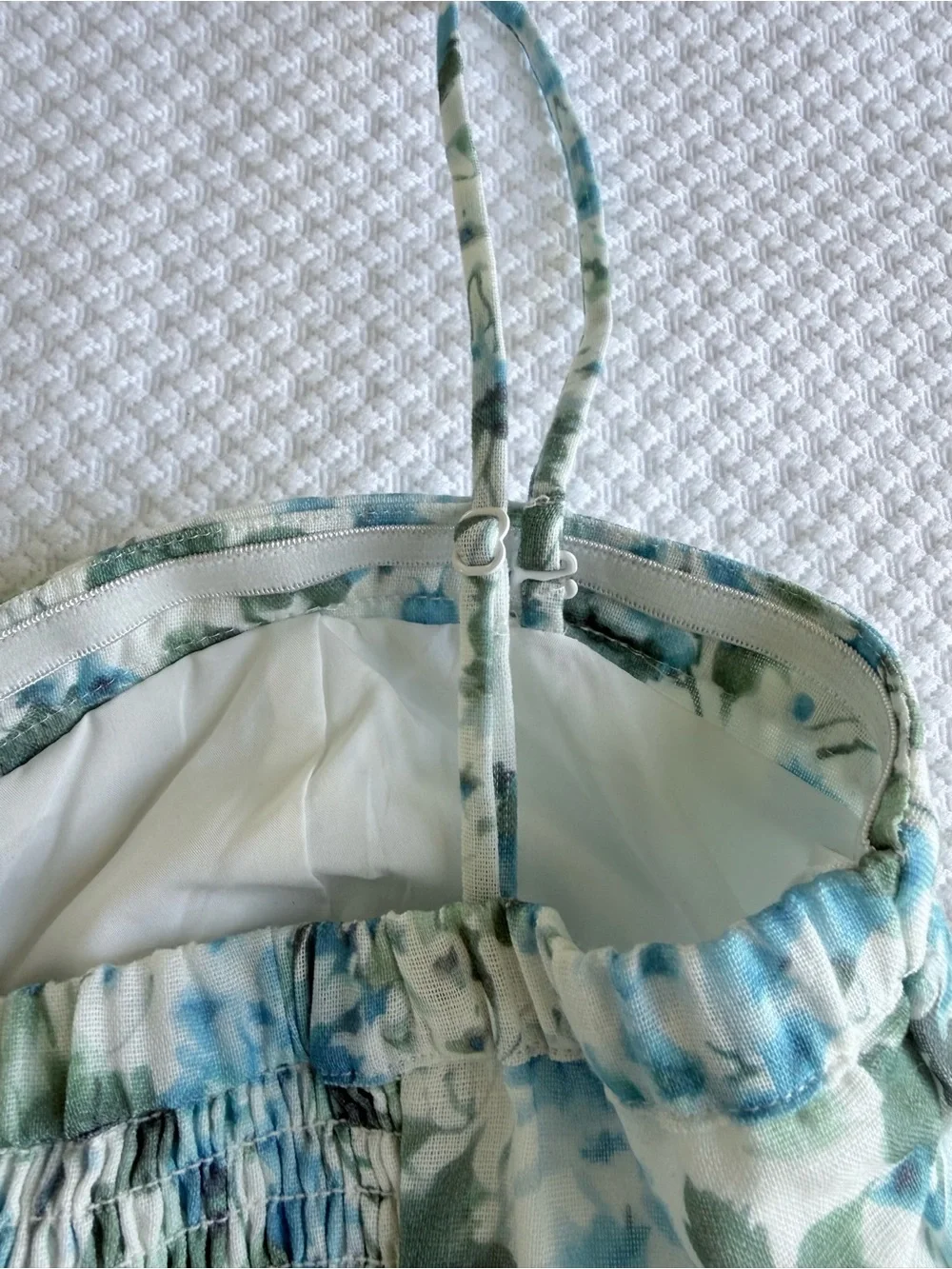 NWT ASTR the Label Capria Pleated Milkmaid Midi Dress, Blue Green floral | Small